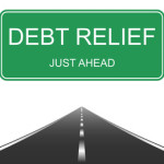 Debt relief road sign concept
